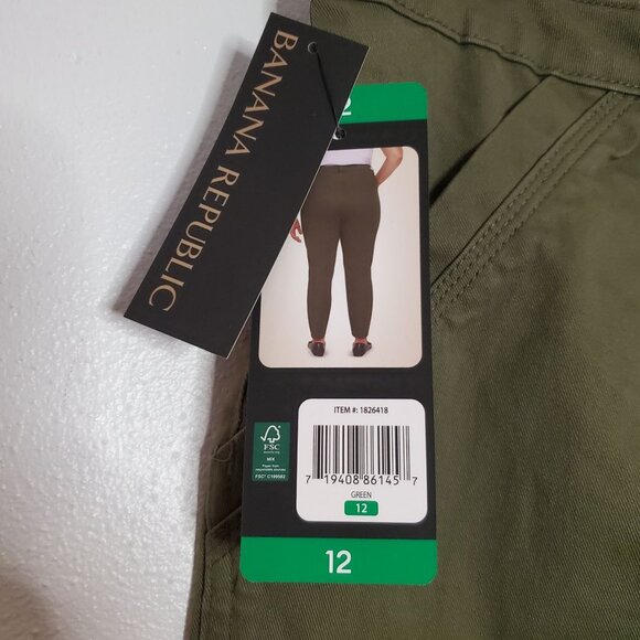 Banana Republic Womens Olive Green Utility Pants Size 12 Cotton Blend With Pocke - Picture 7 of 8